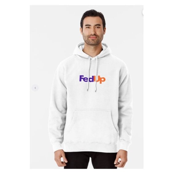 Fed Up Pullover Hoodie Sweatshirt White Sz Small Fed Ex 90s Fedex Unisex - Picture 2 of 9